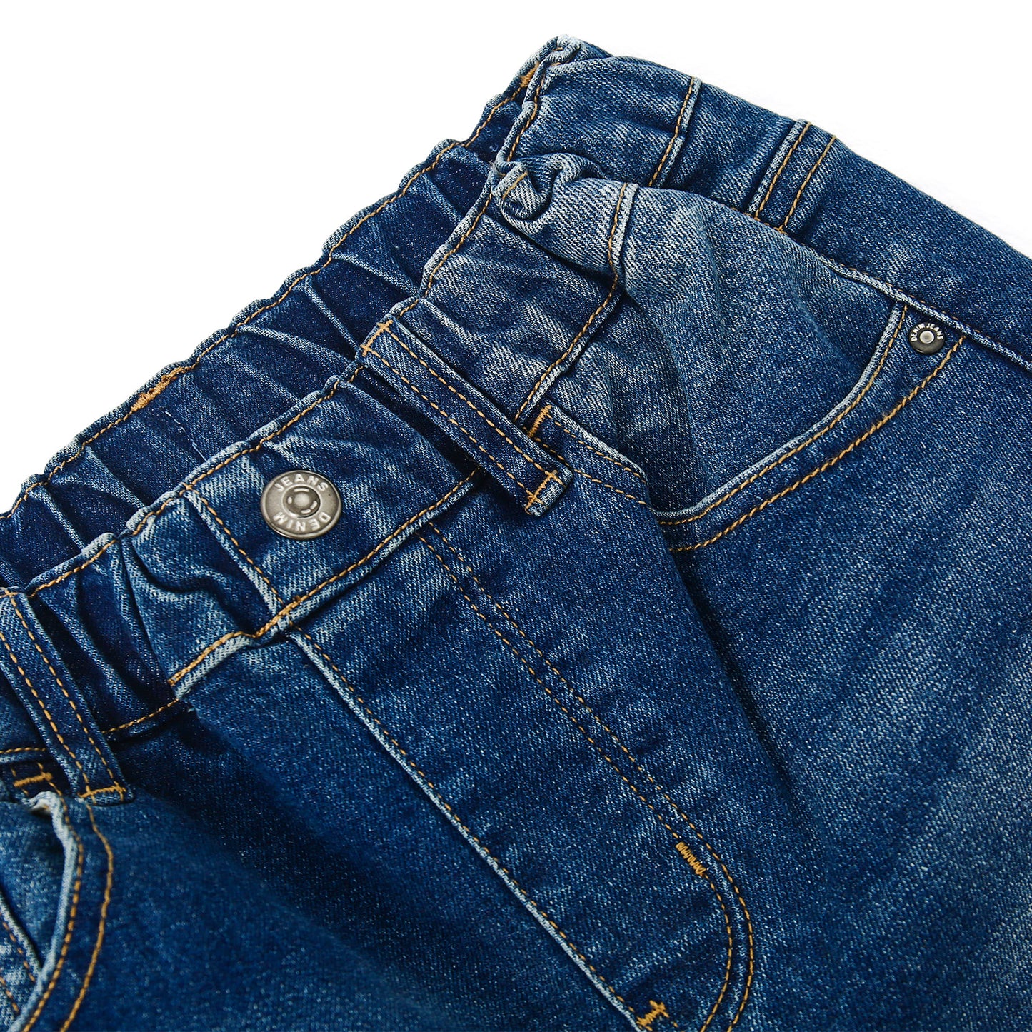 5-13T Girls Wide Leg Jeans, Ribbed Elastic Waist Pull on Denim Pants