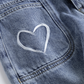 Toddler Girls Heart Embroidered Wide Leg Jeans Loose Denim Pants