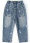 Baby Ripped Holes Elastic Waist Pocket Jeans