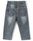 Letters Oil Paint Decor Elastic Band Inside Ripped Water Washed Jeans