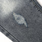 Letters Oil Paint Decor Elastic Band Inside Ripped Water Washed Jeans