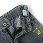 Letters Oil Paint Decor Elastic Band Inside Ripped Water Washed Jeans