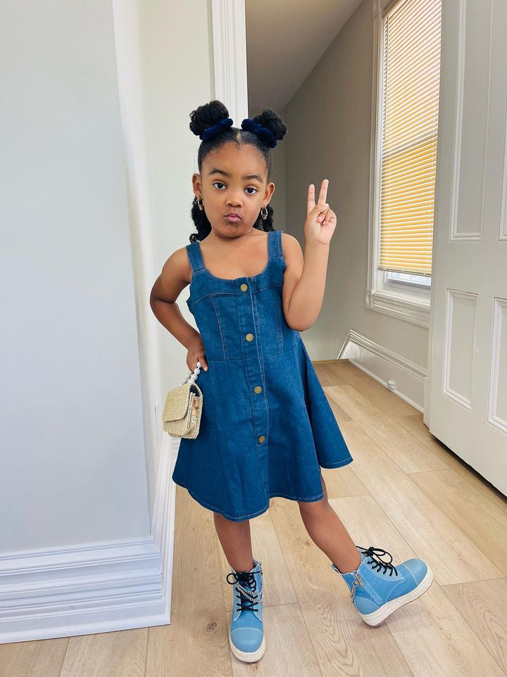 Kidscool Space Toddler Kid Girl Soft Adjustable Jean Dress Kidscool USA Kidscool Space Toddler Kid Girl Soft Adjustable Jean Dress Kidscool USA