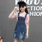 Girls Bibs Pocket Adjustable Straps Casual Jean Overall Dress