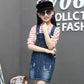 Girls Bibs Pocket Adjustable Straps Casual Jean Overall Dress
