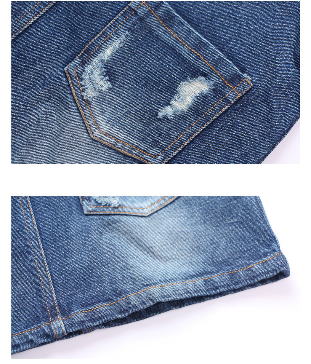 Girls Bibs Pocket Adjustable Straps Casual Jean Overall Dress