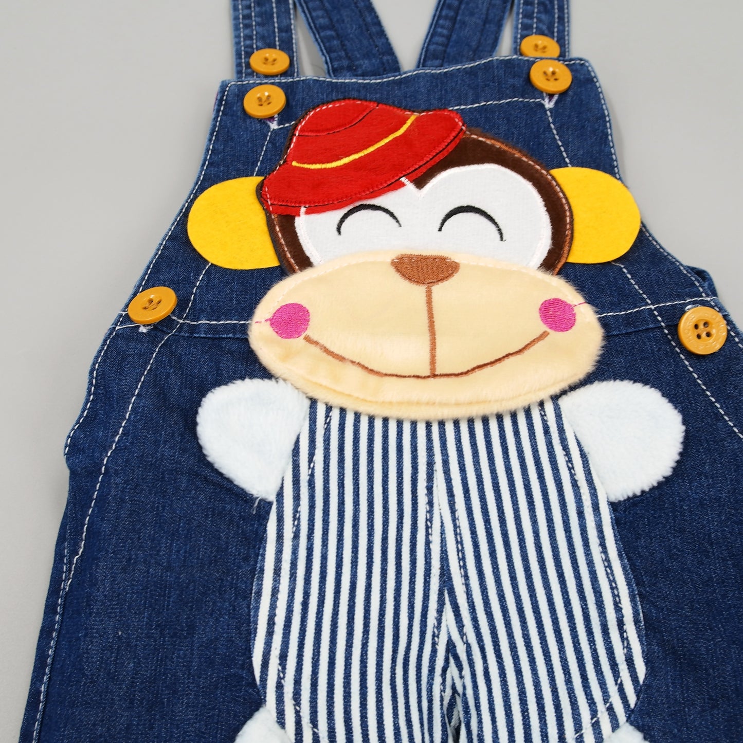 Cute Monkey Soft Baby Denim Shortalls
