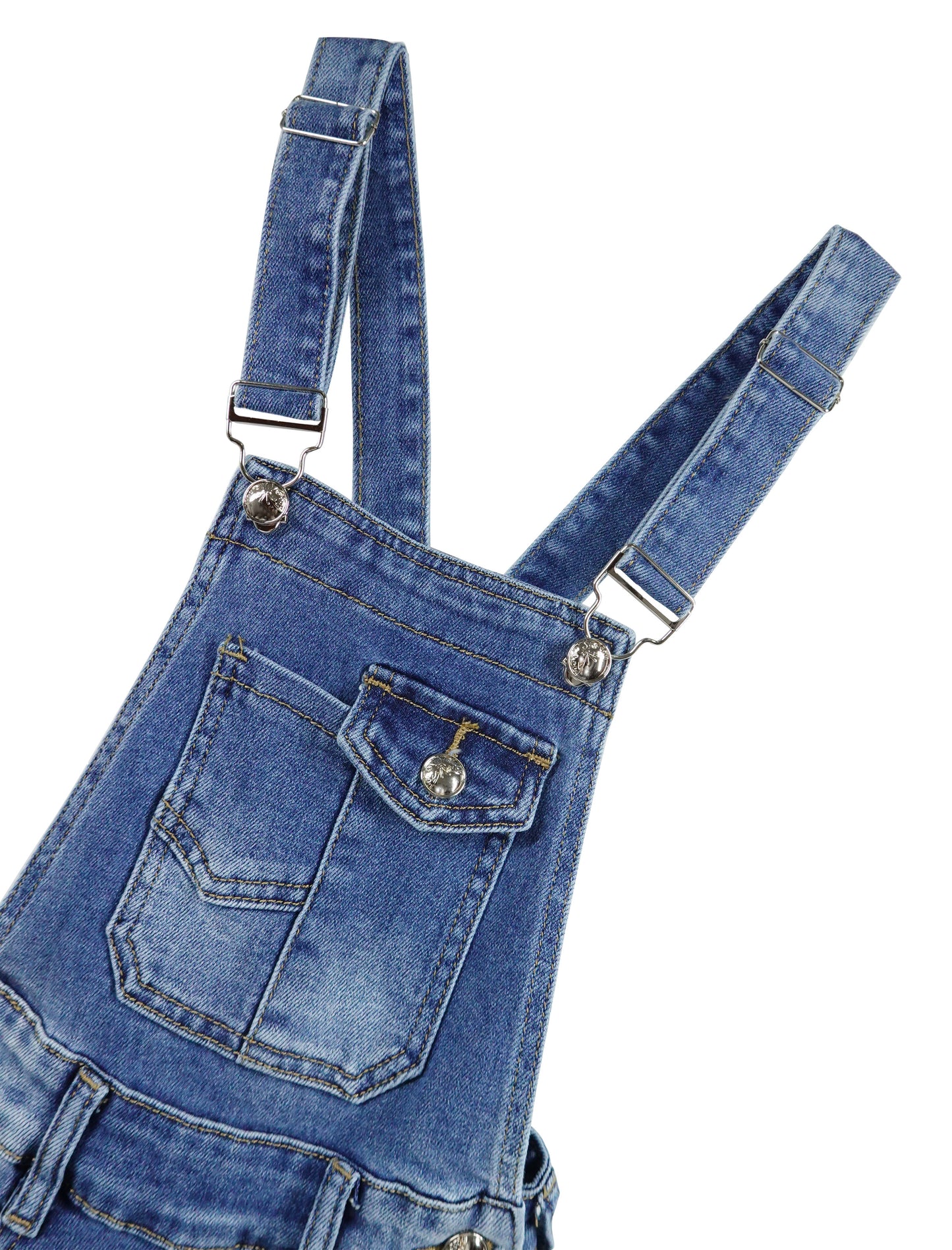 Boy Girl Overall Large Pockets Soft Washed Denim Jumpsuit